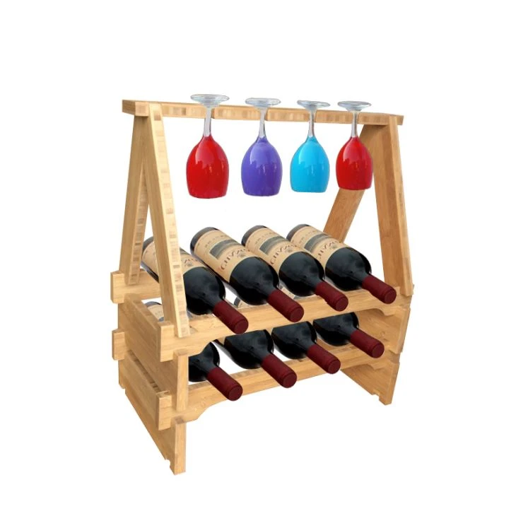 DIY Bamboo Wine Rack Cup Holder Bottle Rack
